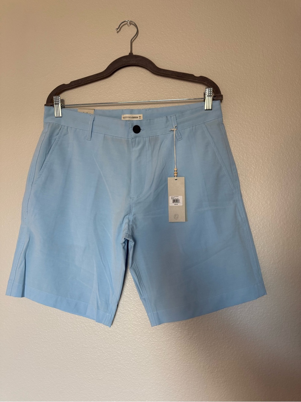 Men's Light Blue Flat Front Performance Shorts